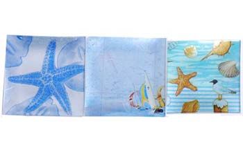 Set of 3 Decorative Rectangle Glass Plate Tray with Ocean Zebra 