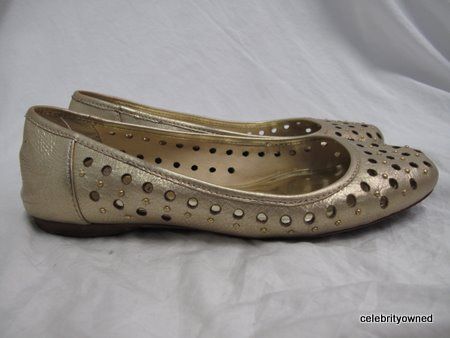 Michael Kors Gold Circle Cut Out Studded Flats 7.5 M  