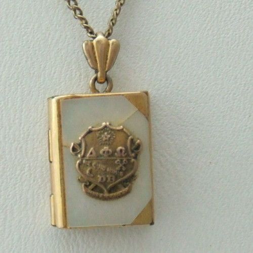 Delta Phi Omega Fraternal Book Vintage Locket Ne Quid Nimis  