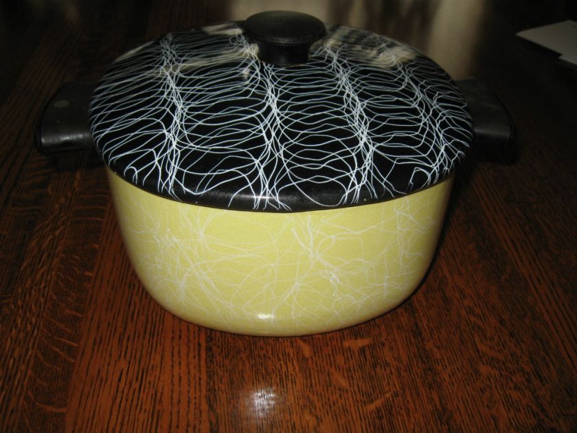 ATOMIC MID CENTURY SQUIGGLE SPAGHETTI DESIGN ENAMEL POT  