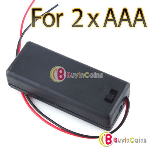 Plastic Storage Box Case Holder for 2 X AAA 3A Cells Battery with 6 
