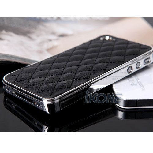 Deluxe Leather Chrome Hard Case Cover for All Apple iPhone 4S 4G AT&T 