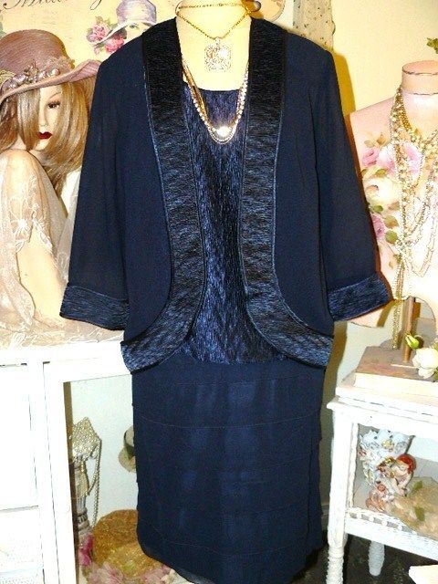 MOTHER OF THE BRIDE Chic BLACK Party DRESS JACKET SET 16  