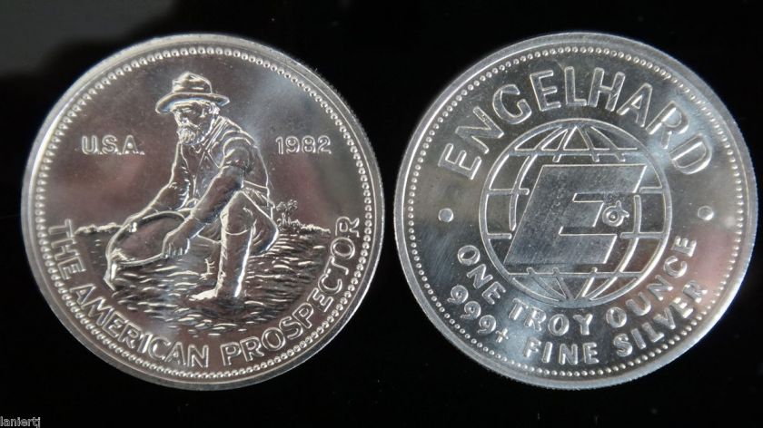 1982 Engelhard The American Prospector 1 Troy OZ .999 Fine Silver 