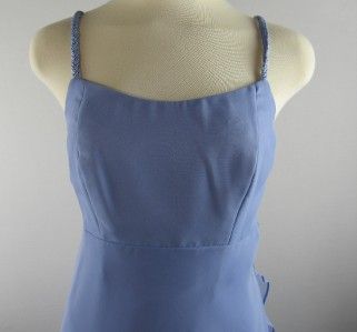 New Midriff Impression Slate Blue A Line Gown Prom Bridesmaid Dress 