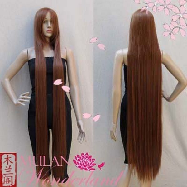 51 Extra Long Bang Chocolate Brown Str Cosplay Wig  