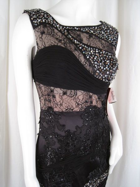 1535 Mandalay Dress Beaded Crystals 8 M Black #00058G  