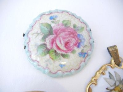 Porcelain Lot 3 Vintage Brooches Pendant Rosenthal  