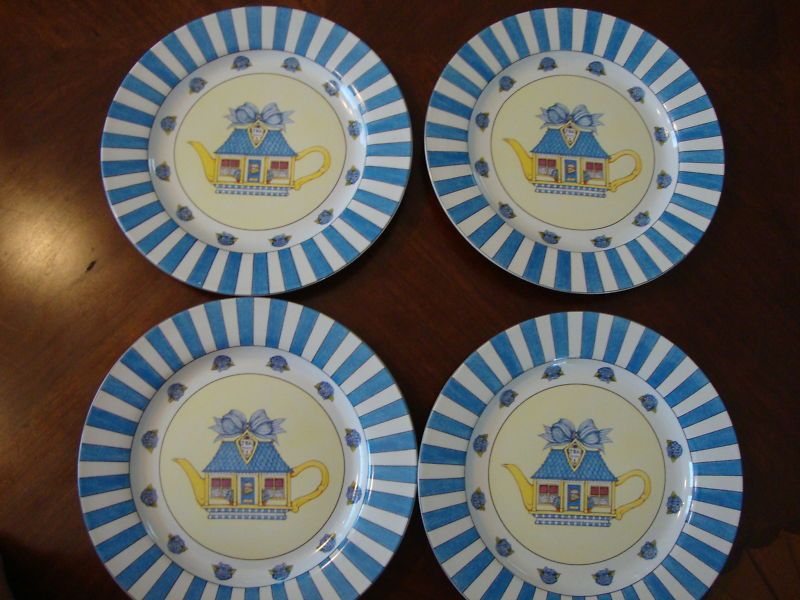 Mud Pie TEA ROOM 7.75 Plates (Set of 4) NIB  