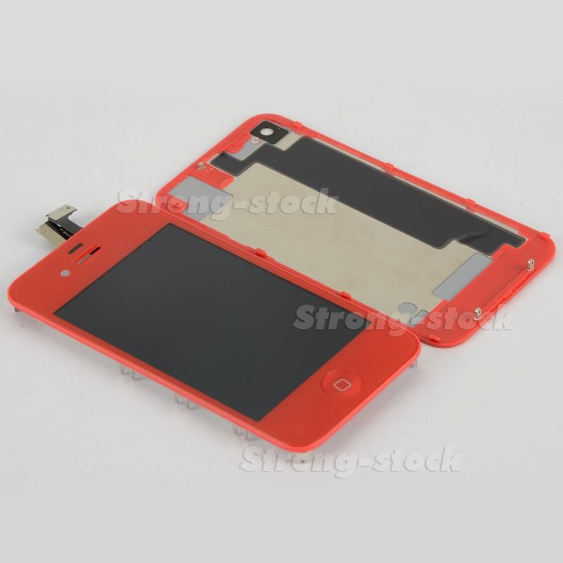 Red Touch Digitizer LCD Display Assembly+Back Housing For iPhone 4S 