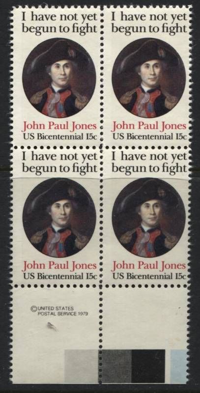 Scotts #1789 15c JOHN PAUL JONES Stamp Block, MNH  