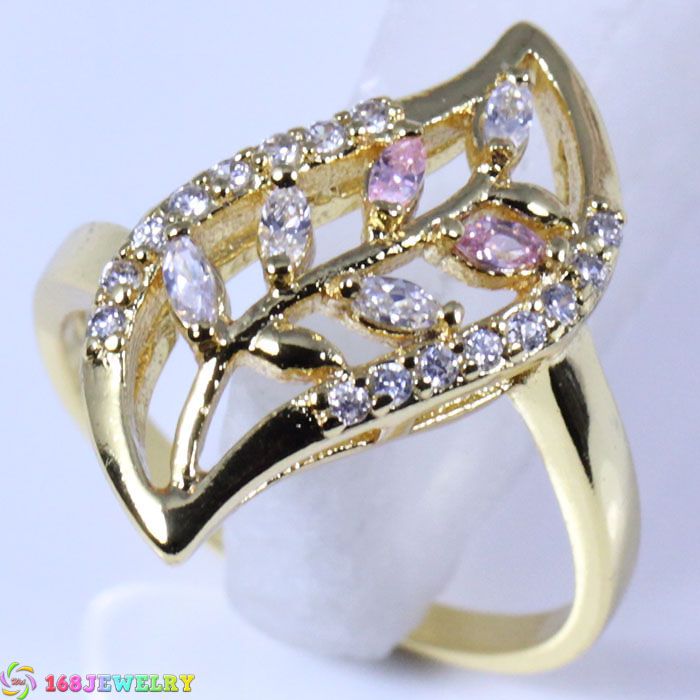 K2224 RING SIZE7 STYLISH KUNZITE GEMSTONE 18K GOLD&SILVER handcraft 