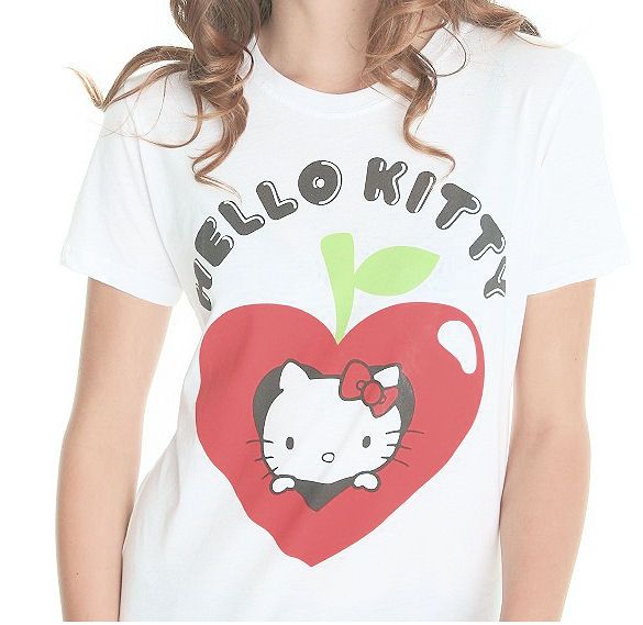 HELLO KITTY~ WHITE HEART SHAPED APPLE SHIRT  