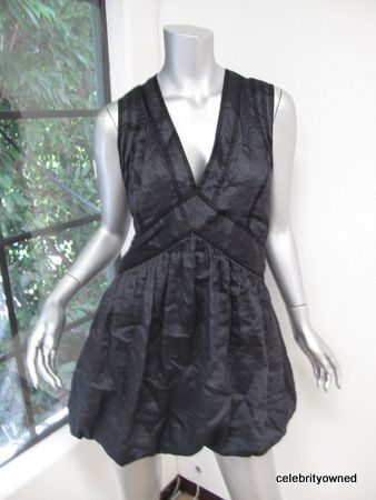 Stella McCartney Black Pinstripe V Neck Bubble Dress 40  