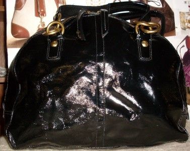 COACH BLACK PATENT LEATHER COURTNEY EXTRA LARGE SHOULDER BAG SATCHEL 