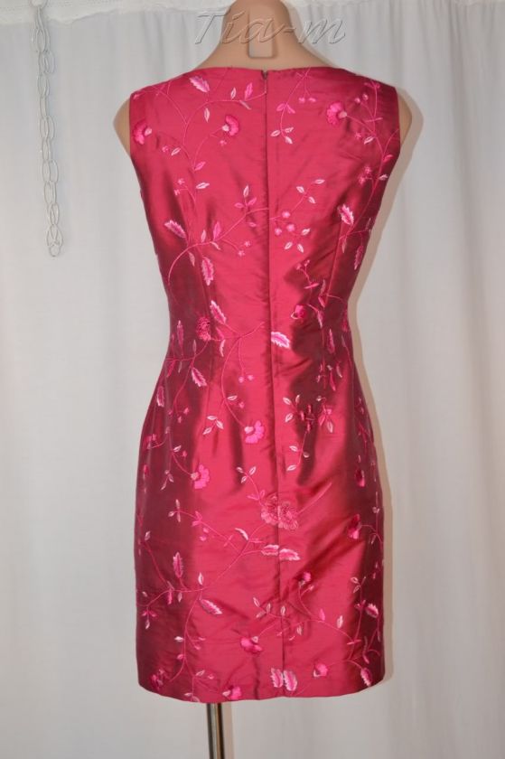 PETITE SOPHISTICATE SILK EMBROIDERED WINE FITTED DRESS WOMEN SZ 8 NWOT 