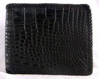 CUSTOM CROCODILE BELLY BLACK ROCKER BIKER MENS WALLET  