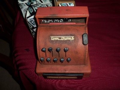 ANTIQUE TOM THUMB TIN CASH REGISTER WITH DRAWER VINTAGE  