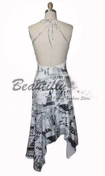 Sexy & Fashion Halter Newspaper Women Party Dress  