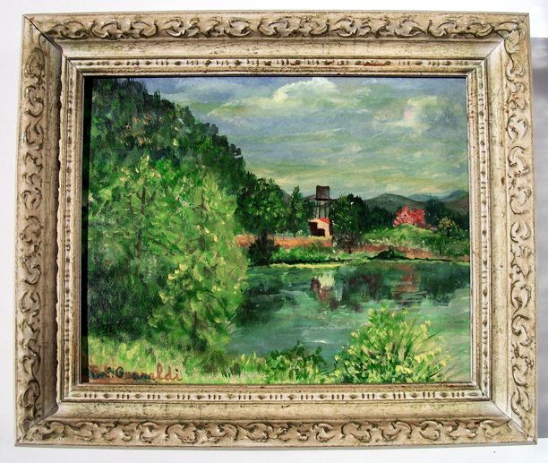 VINTAGE SANTA CRUZ RIVER ARIZONA OIL PAINTING GUARALDI  