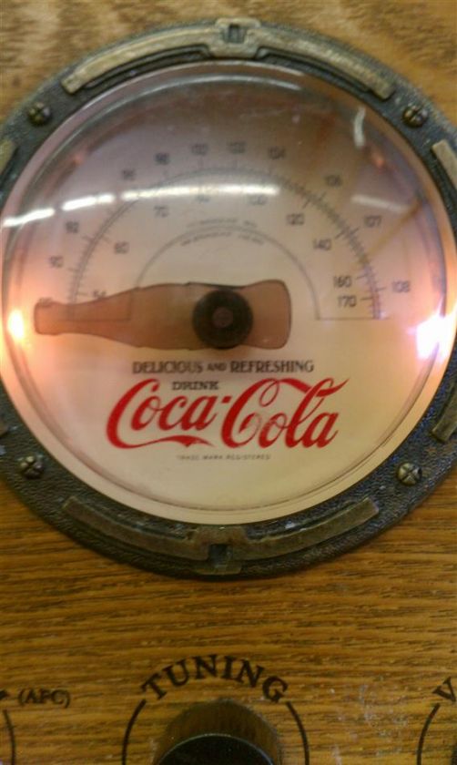 vintage coke working radio with lighted top