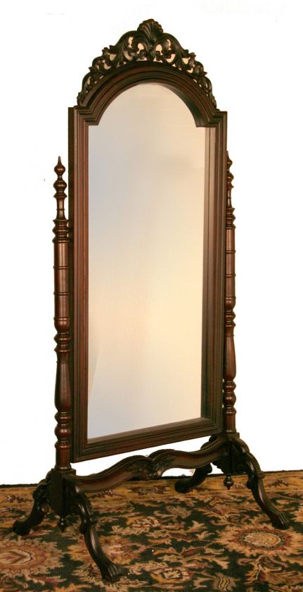 SOLID Mahogany, Carved Mirror with a unique hand rubbed finish—GREAT 
