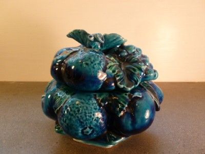 Vintage Inarco Mood Indigo Blue Fruit Covered Bowl  