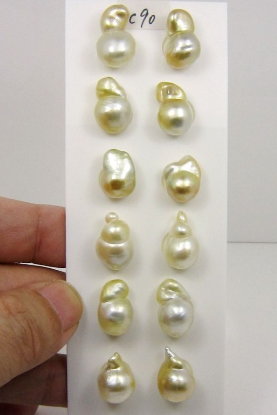 12 PIECES BAROQUE AUSTRALIAN SOUTH SEA PEARLS #C90  