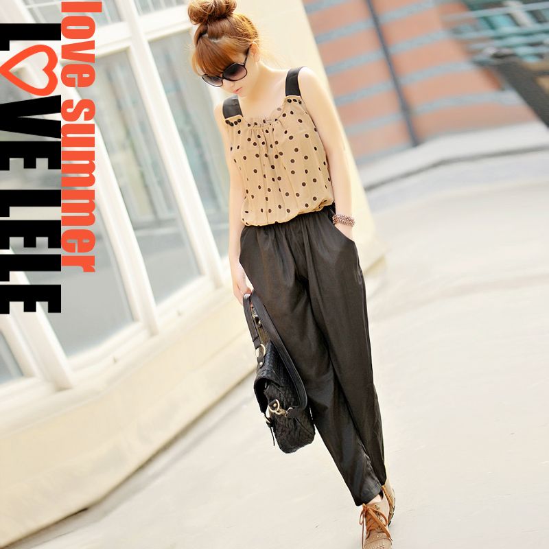 CHIC SLEEVELESS POLKA DOT JUMPSUIT S LY6094  