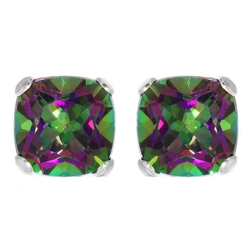 10K WG 4.30 CTW MYSTIC TOPAZ EARRINGS STUDS  