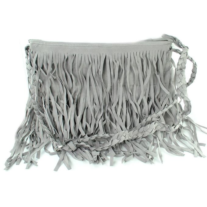 USA STOCK HOT Celebrity Fringe Tassel Shoulder Messenger Bag Hand Gray 