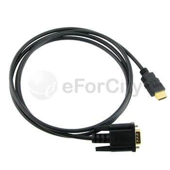 HDMI GOLD MALE TO VGA HD 15 MALE Cable 6FT 1.8M 1080P  