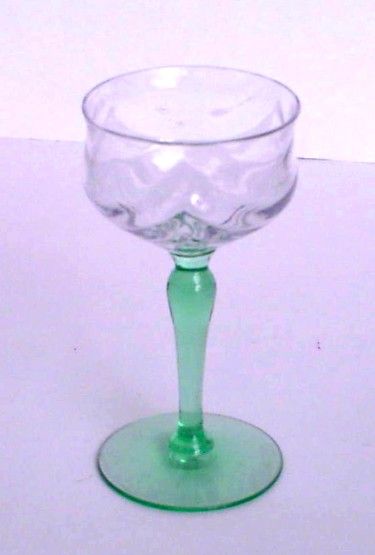 Wine Glass Depression Special Green Stem Crystal Bowl Small  