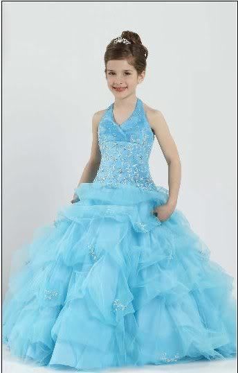 Blue Little Girls*Pageant Party Bridal Flower Girl Dress Wedding 