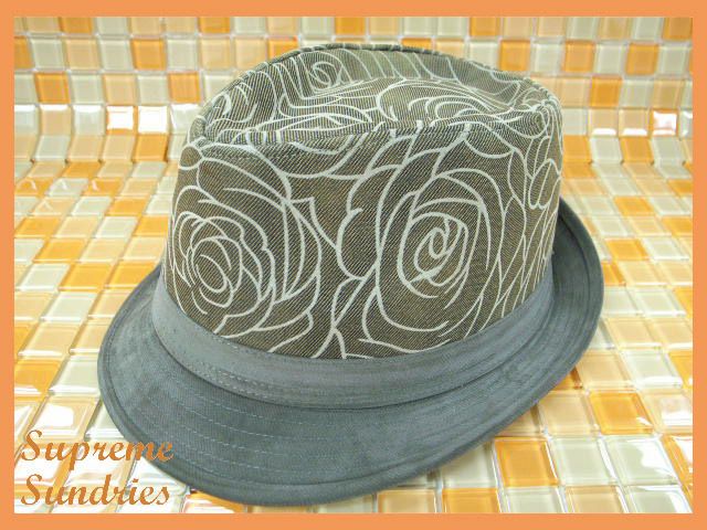 Brown Flower Suede Vintage Style Men Fedora Hat Cap 178  