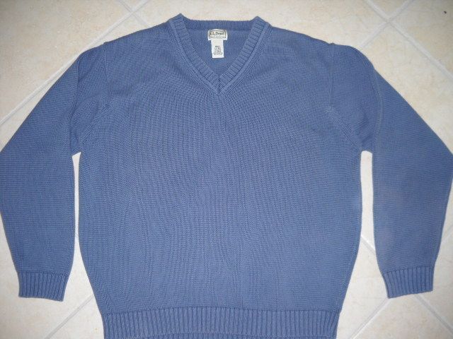 REDUCED Mens LL BEAN SLATE BLUE SIZE Large Reg. V Neck SWEATER  