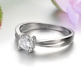 JRE03 925 Sterling Silver 18KWGP Charming Cubic Zirconia Simple Love 