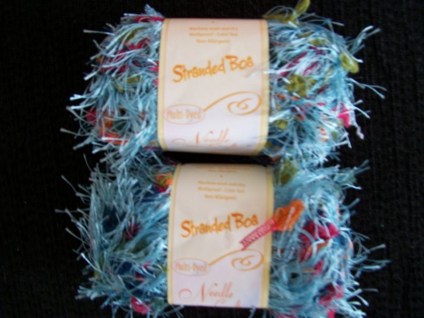 Needle Crafters Stranded Boa fashion yarn, aqua multi, lot of 2  