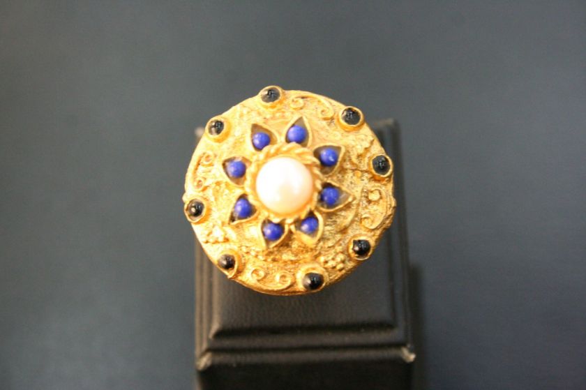 TURKISH ALPACA GOLD COLOR MOTHER OF PEARL ONIX RING  