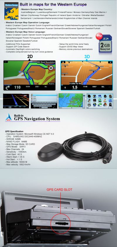 G2213DE Eonon Motorized Touchscreeb Bluetooth 7LCD DVBT Car GPS DVD 