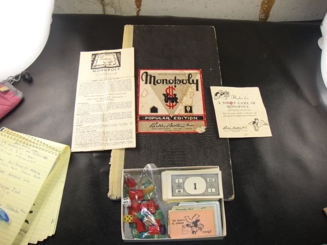   Vintage Monopoly Game Wooden Pieces Game Board money and Instructions