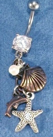 Sea Shell Starfish Dolphin Beach Ocean Mermaid Charms 316L Navel Belly 