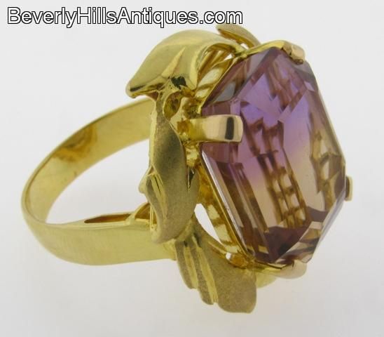 Beautiful Large Ametrine 14k Designer Gold Ring  