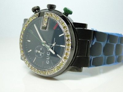 MENS 3.5CT CANARY DIAMOND 101G GUCCI YA101331 PVD WATCH  