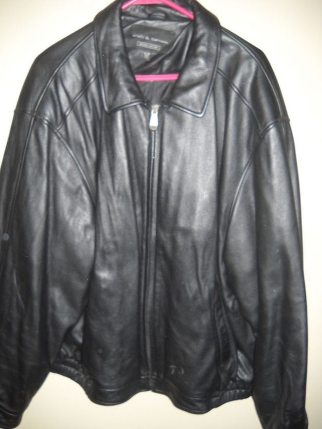 Mens Black Genuine Leather Jacket Size XL EUC  