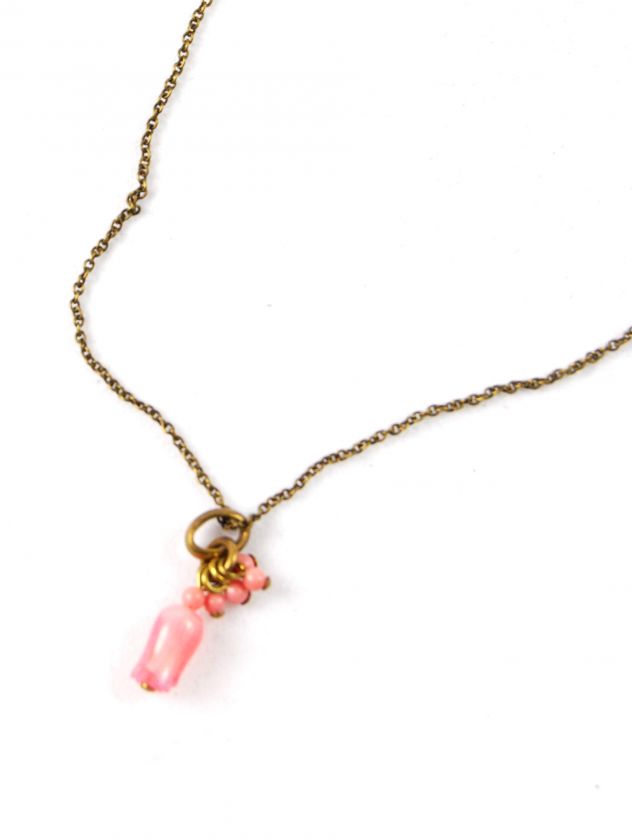 Isabel Marant jewelry tiny tulip rose pink pendant chain necklace $74 
