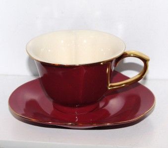   RED & Gold Heart Shaped Porcelain Tea Coffee Cup MOTHERS DAY BIRTHDAY