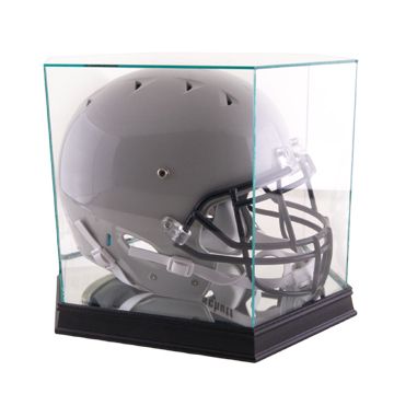 Glass Football Mini Helmet Display Case, Black Trim  