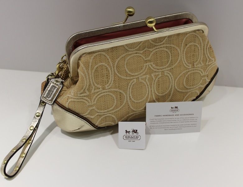 Coach Natural Signature Stitch C Straw Frame Kisslock 885135462745 