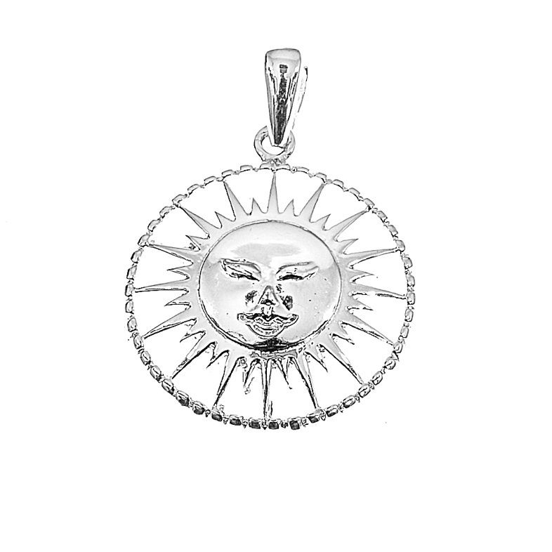 Sterling Silver and Smiling Sun Burst Pendant   